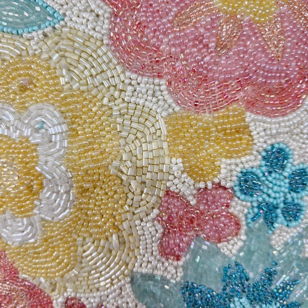 Artistic Accents Beaded Floral Pillow Cover, Pastels, 14